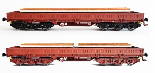 NPE Modellbau NW52400 - TT - 2-tlg. Schwerlastwagen-Set Samms 4860 beladen mit DR-Betonschwellen, DR, Ep. IV